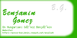 benjamin goncz business card